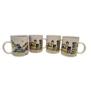 Casual Settings Majesticware 4 Mugs Set Italia By Apple City Scape Stoneware